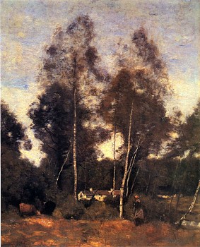 Jean Baptiste Camille Corot -&nbsp;Clairiere du Bois Pierre, aux Evaux, Pr&egrave;s Chateau-Thierry111, 1855-65 Oil on canvas 16 x 12 5/8 x 1/2 in. EDIT COR-003-PA
